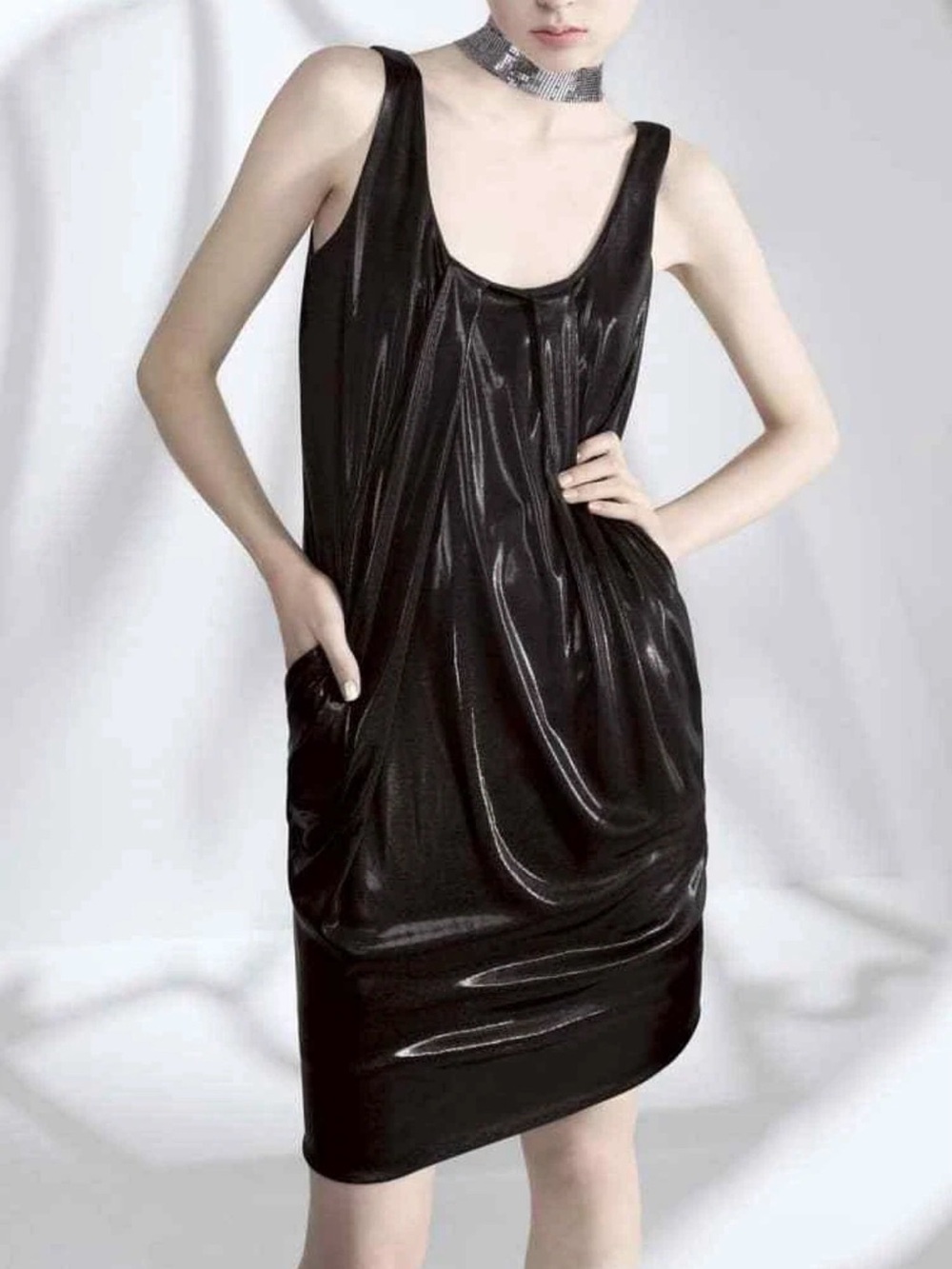 DIANE VON FURSTENBERG Black Sheath Lesley Dress $345